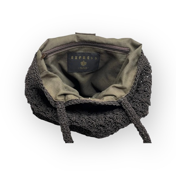 Express Paris 𖣴 Top Handle Woven Crochet Mini Handbag Bag 𖤗 Espresso Brown 𖤗 - Picture 9 of 16